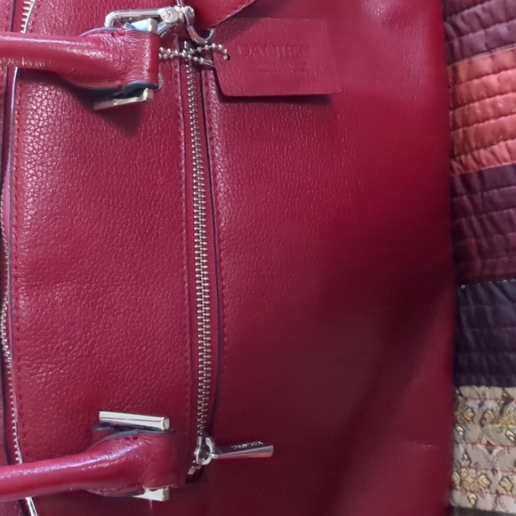 DANIER* lg red soft genuine leather crossbody multi pouch double zippered bag - Picture 4 of 17